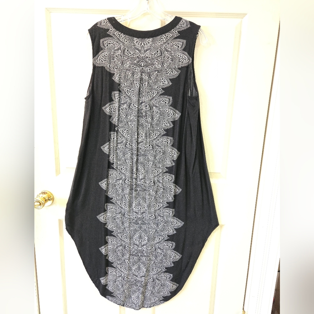 Cupio Black and White Asymmetrical Dress Sz XL 100% Viscose - Picture 2 of 8